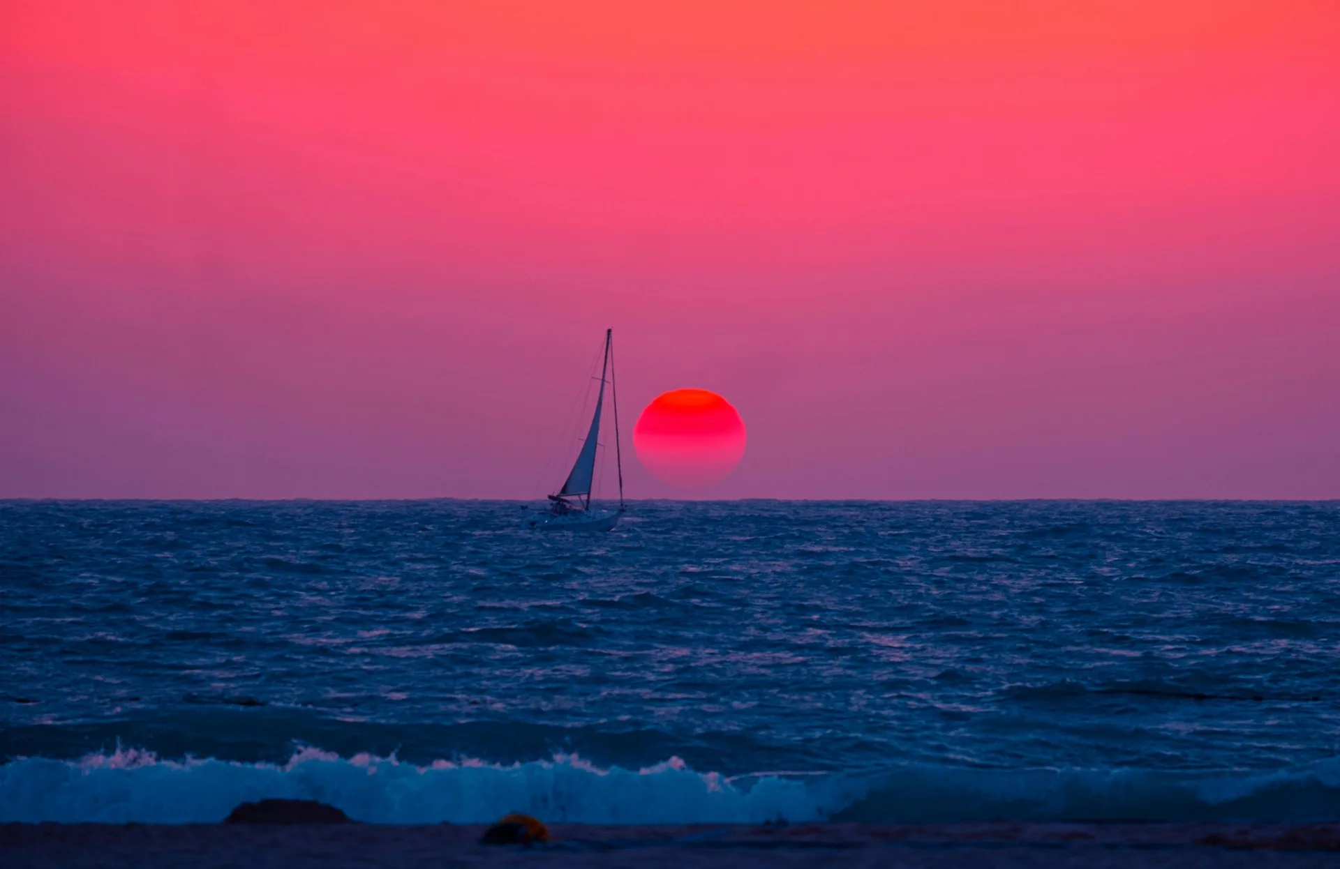 Sailing boat at sunset on Marco Island