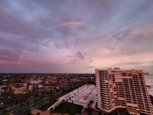 Soft pastel sunset with a rainbow view